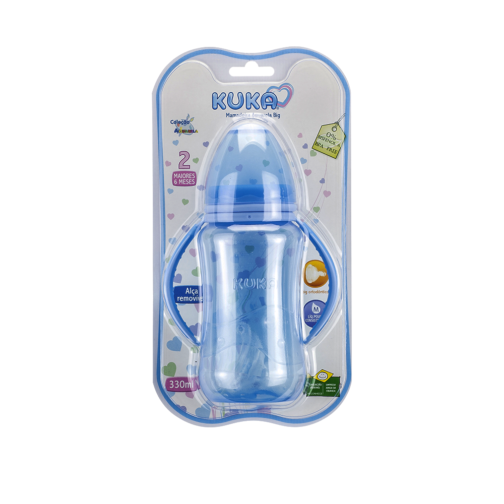1401 emb mamadeira azul bico ortodôntico 330ml kuka com alça
