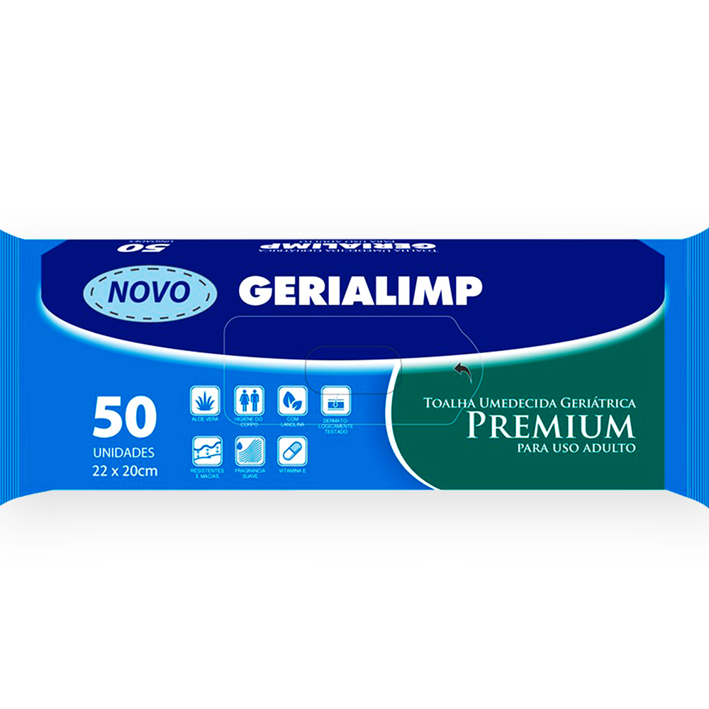 14790 pacote lenço umedecido geriátrico 50 unidades alo evera extrato de algodão higimarcas