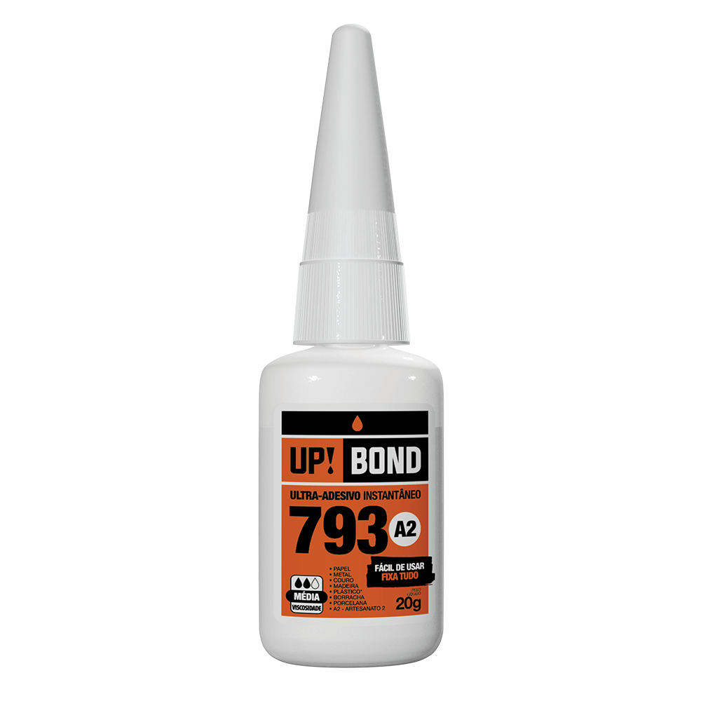 17026 super cola instantanea Up Bond 20g para metal, couro, plástico, madeira, porcelana, louças, vidro,